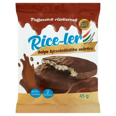 Gluténmentes rice-ler puffasztott rizskorong belga tejcsokoládéba mártva 45g