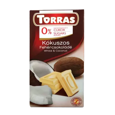 glutén-és cukormentes fehércsokoládé kókusz 75 g